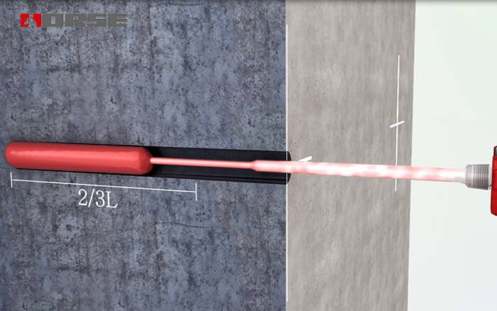 Inject the chemical anchoring adhesive Inject the chemical anchoring adhesive