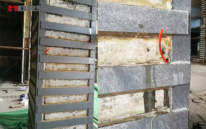 Crack column strengthening by epxoy bonded steel plate Crack column strengthening by epxoy bonded steel plate