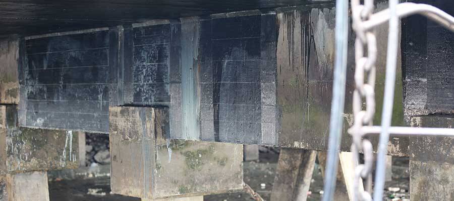 Carbon fiber fabric reinforcement for concrete wharf Carbon fiber fabric reinforcement for concrete wharf