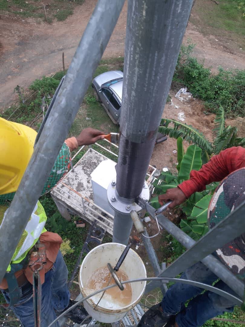 Signal tower reinforcement with cabron fiber wrap Signal tower reinforcement with cabron fiber wrap