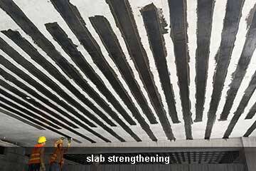 slab strengthening by unidirectional carbon fiber wrap